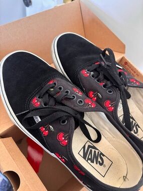 Vans Black Cherry Embroidered Low-Top Sneakers